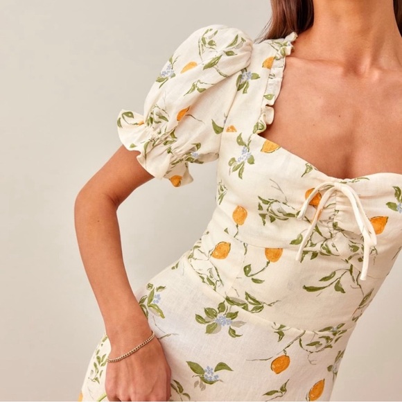 REFORMATION EASTON DRESS IN CITRON - Picture 3 of 14